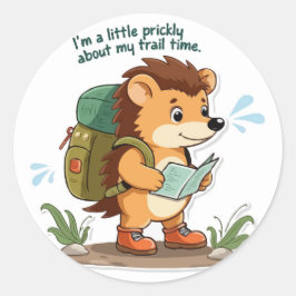 Prickly Hiker Hedgehog - Punny Exdoor Äventyr Runt Klistermärke