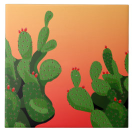 Prickly Pear Cactus Arizona Home Decor Tile Kakelplatta