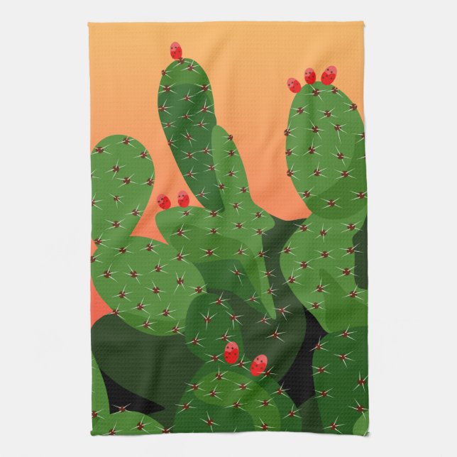 Prickly Pear Desert Sunset Kitchen Towel Kökshandduk (Vertikal)