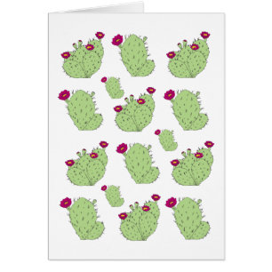 Prickly Pear Mönster Texas State Plant Cactus Kärl Hälsningskort