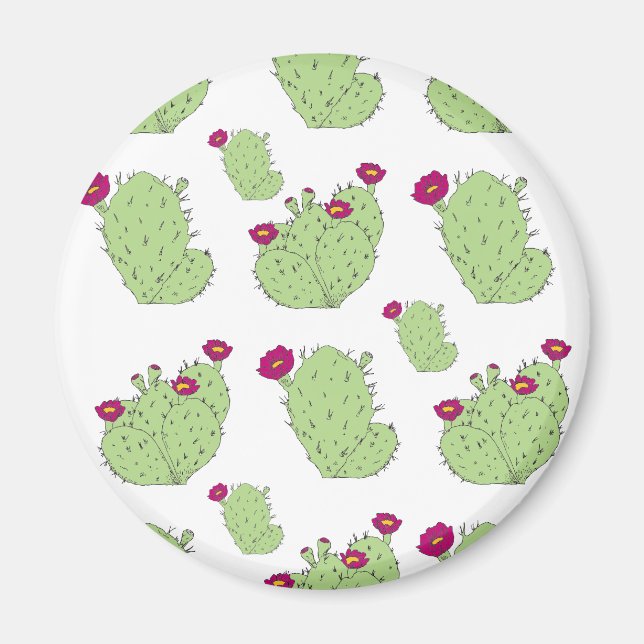 Prickly Pear Mönster Texas State Plant Cactus Kärl Magnet (Framsidan)