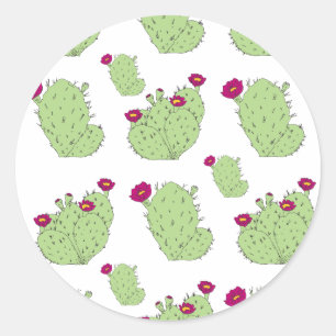 Prickly Pear Mönster Texas State Plant Cactus Kärl Runt Klistermärke
