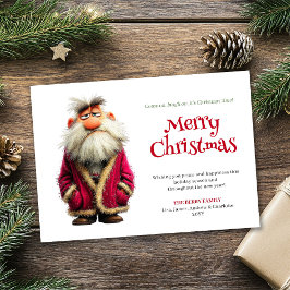 Prickly Santa funny editable Christmas greeting Julkort
