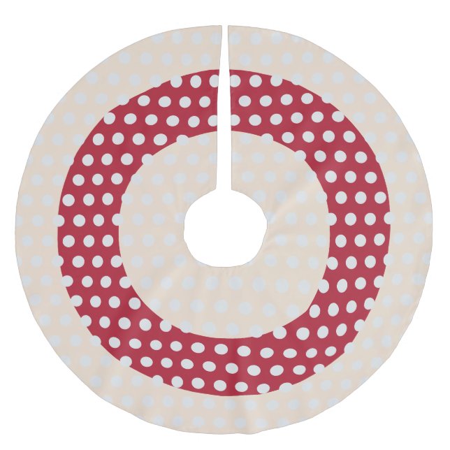 Prickmönster Beige Röd Julgransmatta Borstad Polyester (Framsidan)