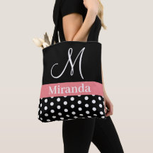 Prickmönster Svart Vitt Rosa Monogram Skrift