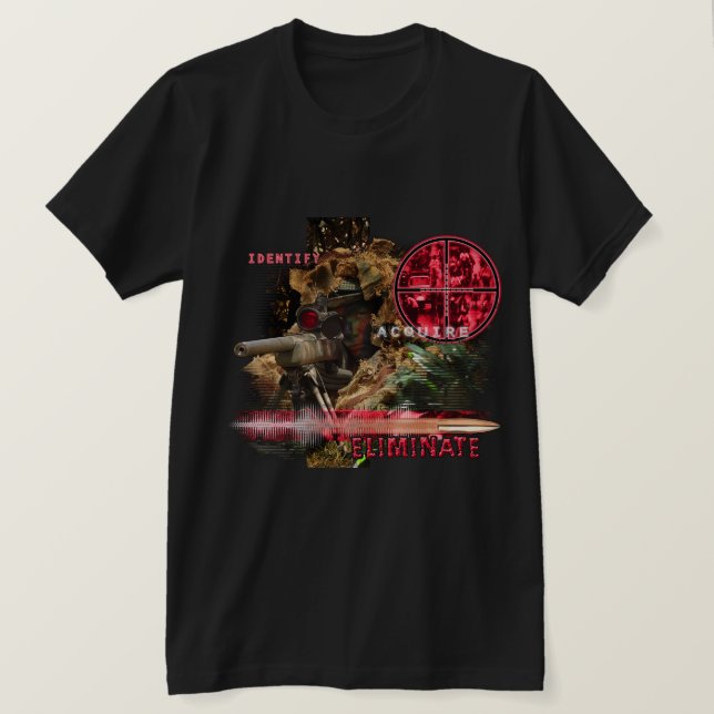 Prickskytte Identifiera Förvärva Eliminera T Shirt (Design framsida)