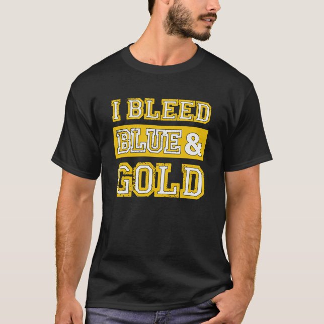 Pride 1 i Bleed Blue & Guld Sports Team T Shirt (Framsida)