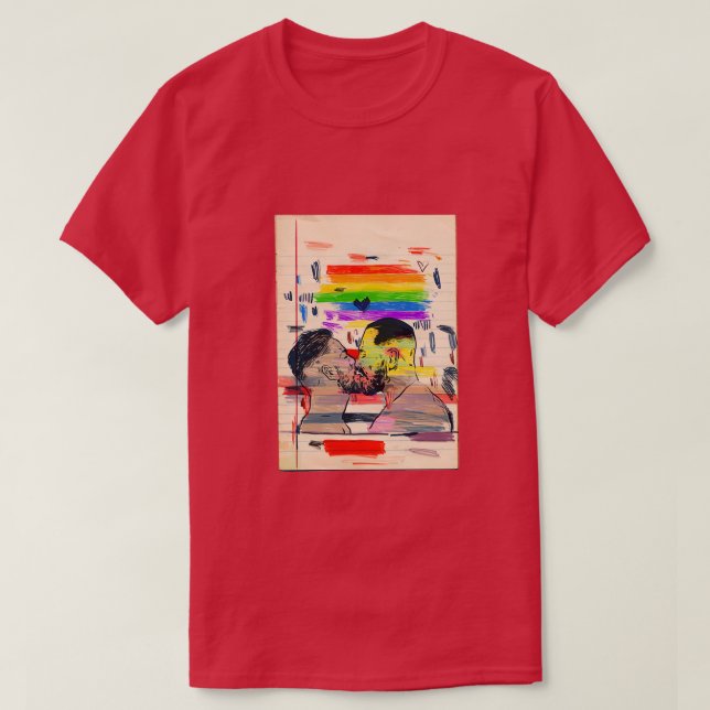 Pride 2020 Två manar kyssar T Shirt (Design framsida)