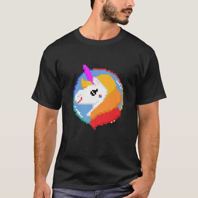 Pride 8-bitars Unicorn Rainbow Graphic Tees LGBT E T Shirt (Framsida)