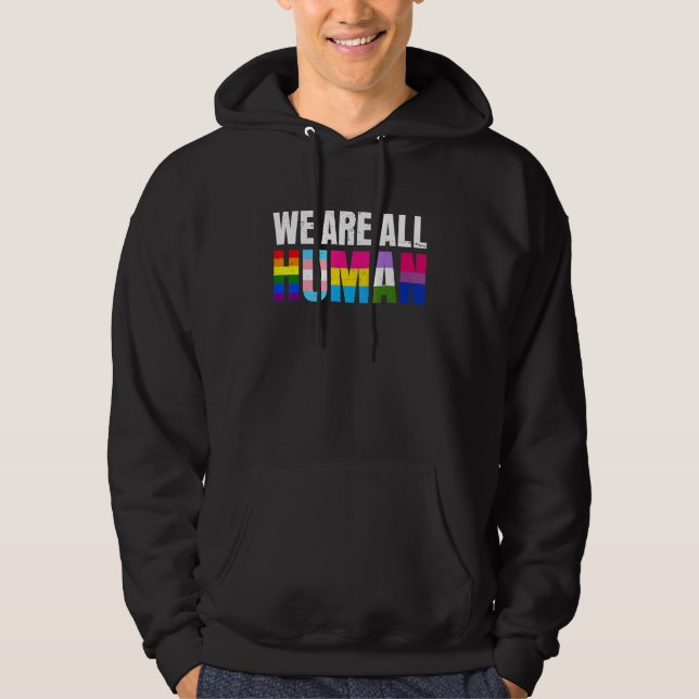 Pride Ally Equality Bi Bisexual Trans Queer Human Hoodie (Framsida)