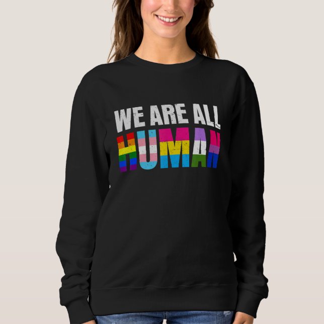 Pride Ally Equality Bi Bisexual Trans Queer Human T Shirt (Framsida)