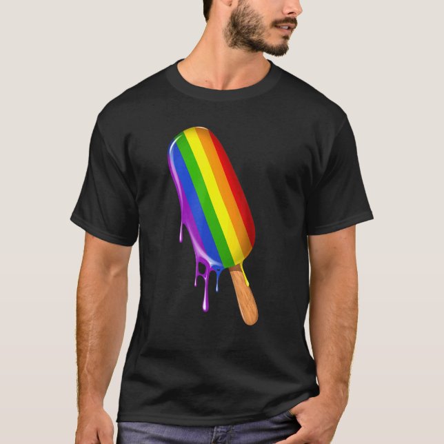 Pride Ally Ice Cream Rainbow Flagga Gay Lesbisk Pr T Shirt (Framsida)