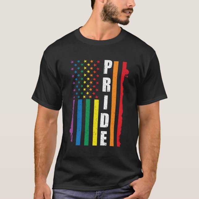 Pride American Lgbt Flagga USA:s Pride för jämstäl T Shirt (Framsida)