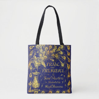 Pride and Prejudice Blue Gold Peacock Book Cover Tygkasse