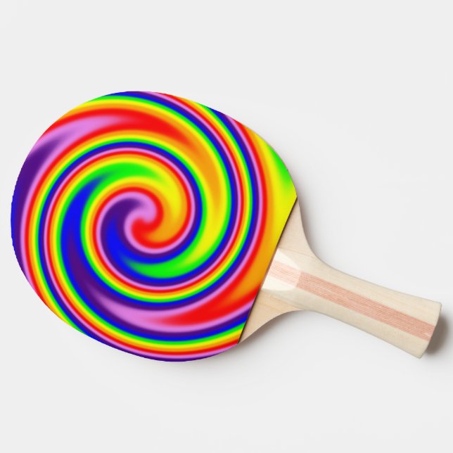 Pride av Bright Rainbow Swirl Retro Hippie Pingisracket (Sidan)