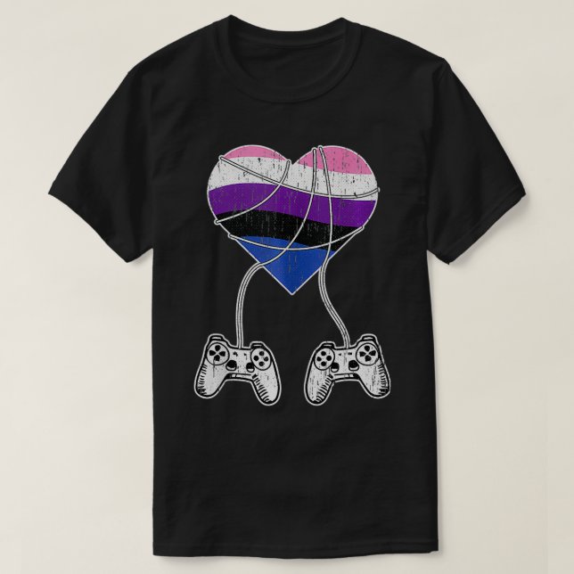 Pride av genderfluid-spel för VideoGame Controller T Shirt (Design framsida)