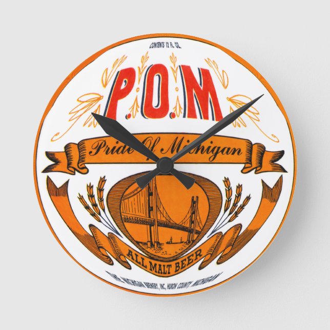 Pride av Michigan Beer Round Wall Clock Rund Klocka (Framsida)