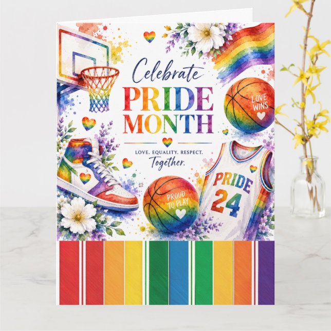 Pride Basket Regnbågs-tema Design Kort (Gul blomma)