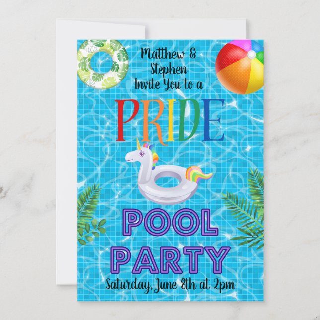 PRIDE Bassäng Party Inbjudningar (Framsida)