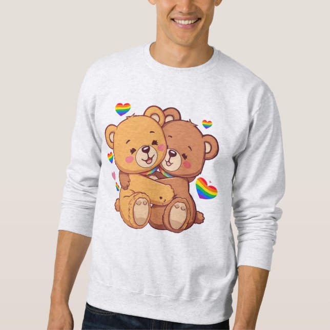Pride Bears Hugger - Kärlek är Kärlek Lång Ärmad Tröja (Framsida)