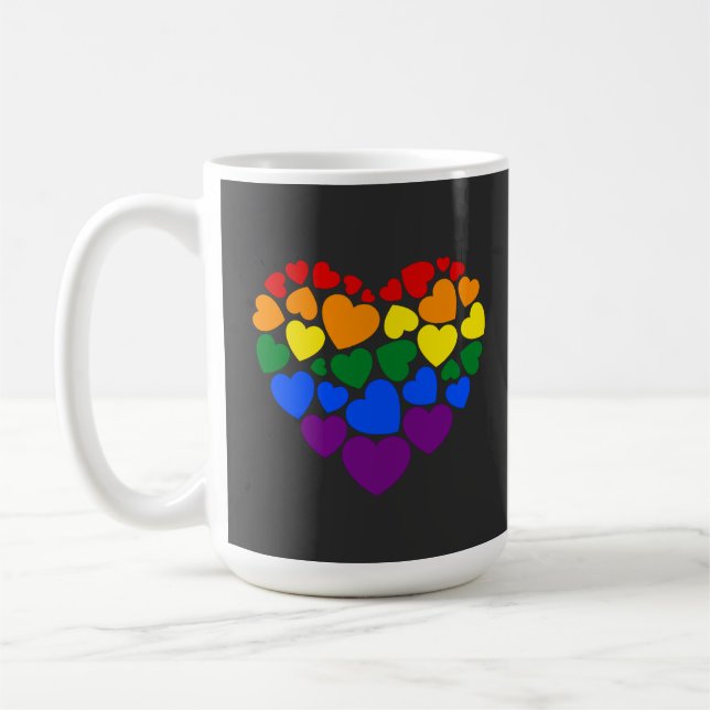 Pride-bögregat färg hjärta för kärlek           kaffemugg (Vänster)