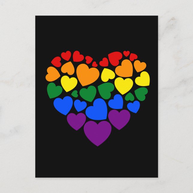 Pride-bögregat färg hjärta för kärlek vykort (Framsida)