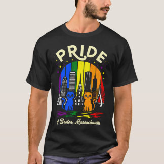 Pride Boston City Massachusetts Rainbow Flag T Shirt