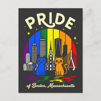 Pride Boston City Massachusetts Rainbow Flag Vykort