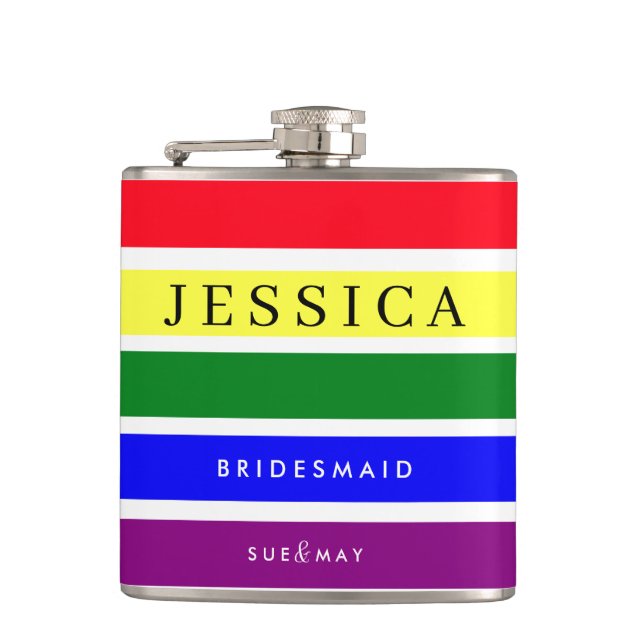 Pride Bröllop Bridesmaid Hip-kolv | Anpassningsbar Fickplunta (Framsidan)