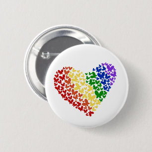 Pride Butterfly Heart - LGBTQ+ Flagga Färg Knapp