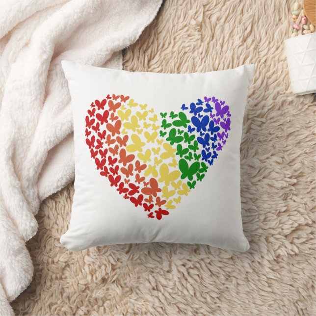 Pride Butterfly Heart - LGBTQ+ Flagga Färg Kudde (Filt)