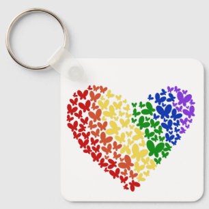 Pride Butterfly Heart - LGBTQ+ Flagga Färg Nyckelring