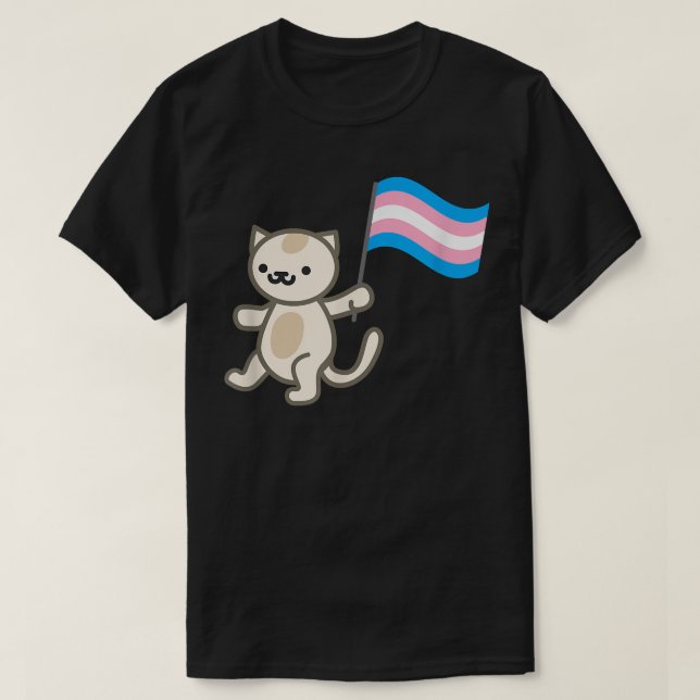 Pride Cat Holding Transgender Flag  T Shirt (Design framsida)