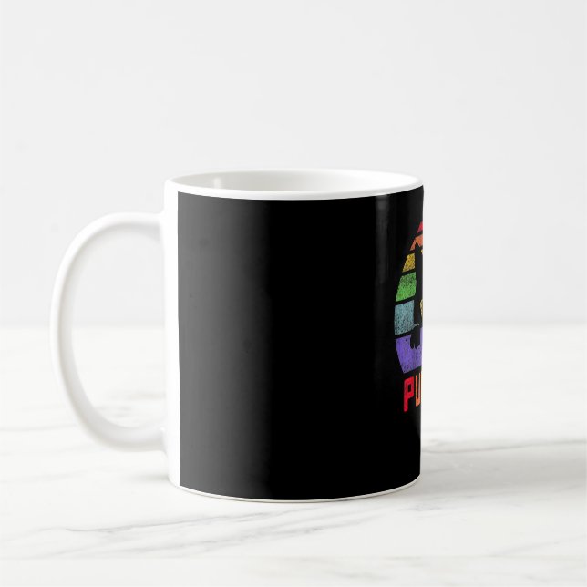 Pride Cat Purride Gay LGBTQ Rainbow Flagga Retro S Kaffemugg (Vänster)