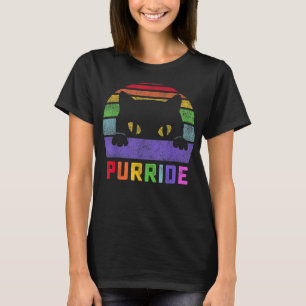 Pride Cat Purride Gay LGBTQ Rainbow Flagga Retro S T Shirt