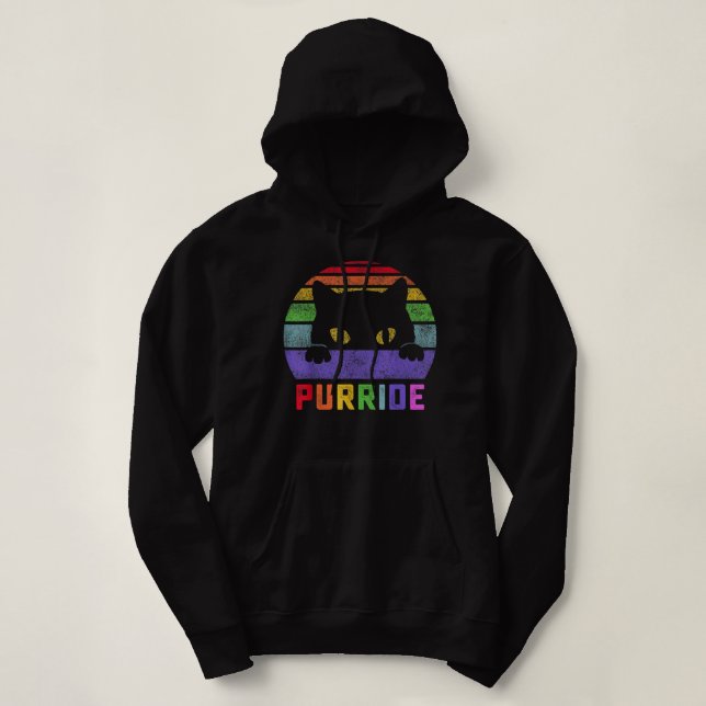 Pride Cat Purride Gay LGBTQ Rainbow Flagga Retro S T Shirt (Design framsida)