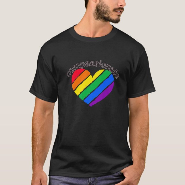 Pride Compassionate Gay LQBTQ Rainbow Heat Ally T Shirt (Framsida)