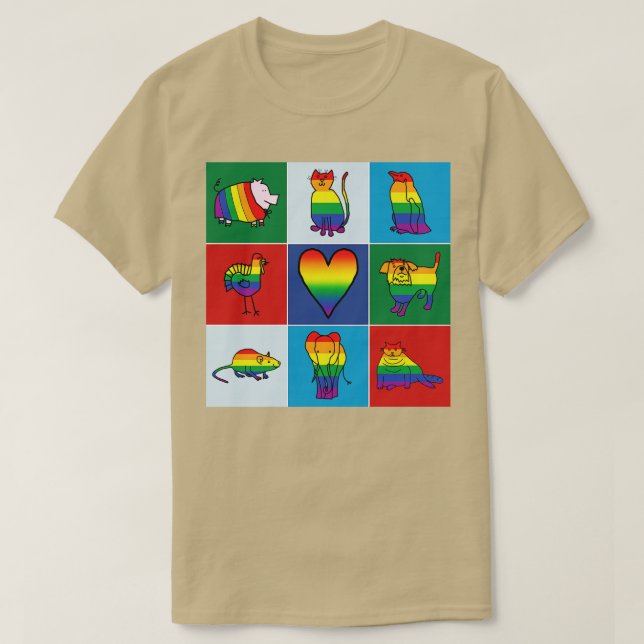 Pride Cute Animals T Shirt (Design framsida)