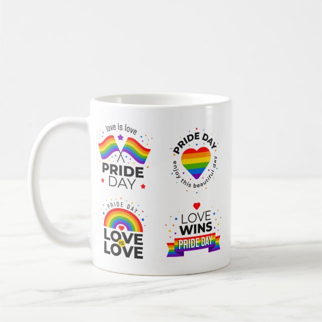 Pride Day Rainbow Heart Kaffemugg (Vänster)