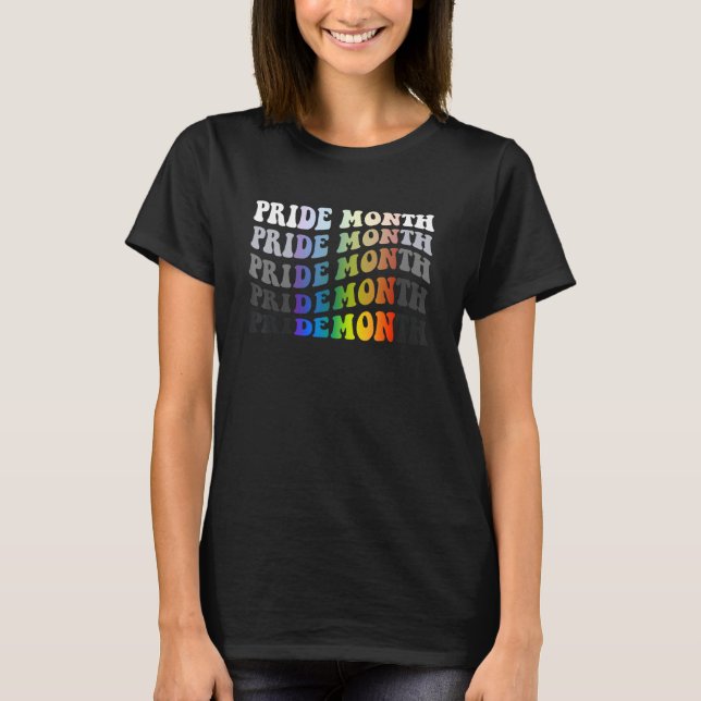 Pride Demon LGBTQ Gay Retro Pride Month Transgende T Shirt (Framsida)