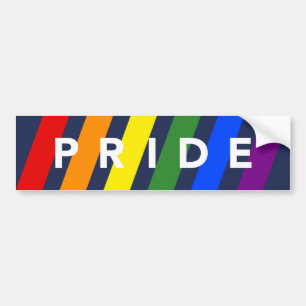 PRIDE Diagonal HBT Rainbow Rand på marinblå blått Bildekal