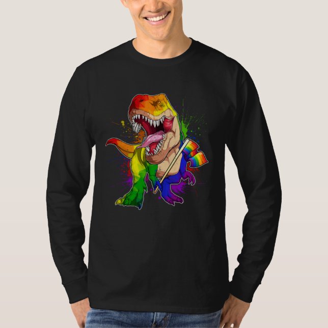 Pride Dinosaur LGBT Gay Lesbian Transgender Trans  T Shirt (Framsida)