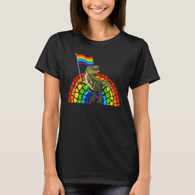Pride Dinosaur LGBT Gay Lesbian Transgender Trans  T Shirt (Framsida)