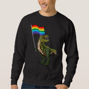 Pride Dinosaur Lgbt Gay Lesbisk Transgender Trans Lång Ärmad Tröja