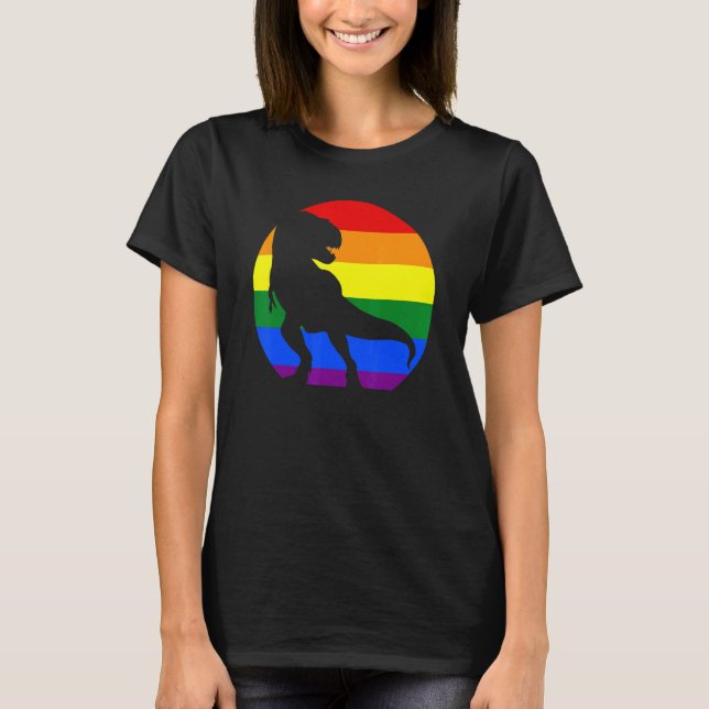 Pride Dinosaur Lgbt Gay Lesbisk Transgender Trans T Shirt (Framsida)