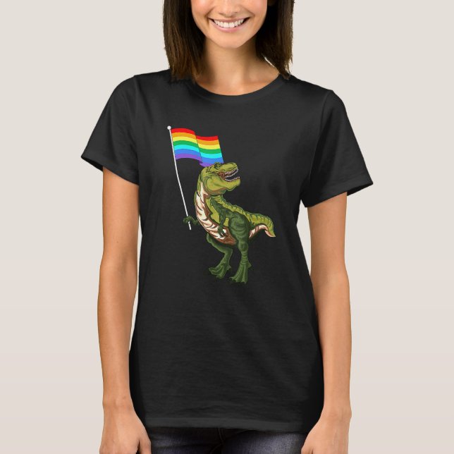 Pride Dinosaur Lgbt Gay Lesbisk Transgender Trans T Shirt (Framsida)
