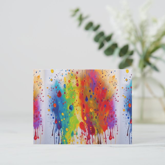 Pride Drip Mönster Postkort Vykort (Stående Fram)