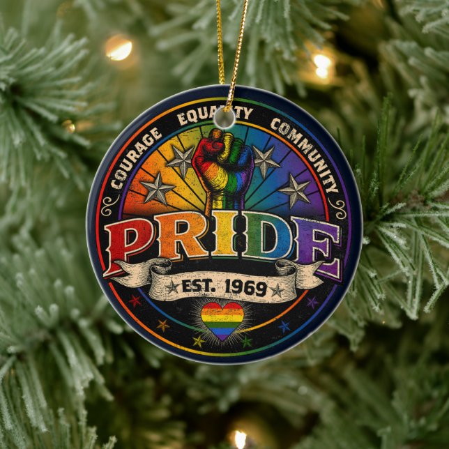 Pride est. 1969 julgransprydnad keramik (Träd)