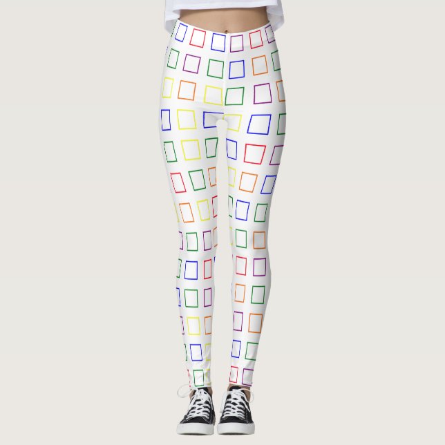 Pride Färg Leggings i kvadraterna Mönster (Framsida)
