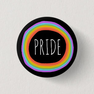 PRIDE Färgfläckig regnbågcirkel svart Knapp
